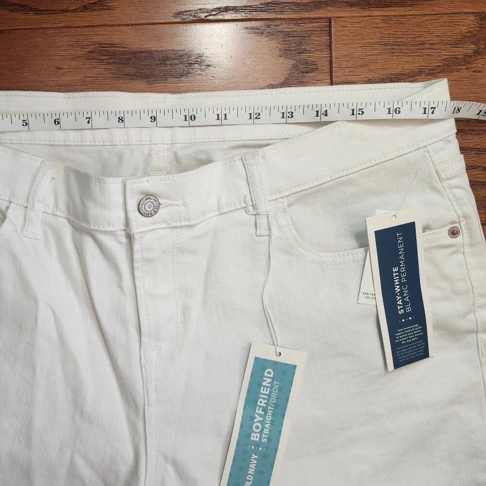 Old Navy Size 14 Tall Boyfriend Straight DROIT Cotton Blend Jeans White NWT - Picture 8 of 14